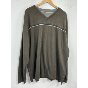 Mens Van Heusen Pullover Sweater XXXL Brown Long Sleeve V Neck